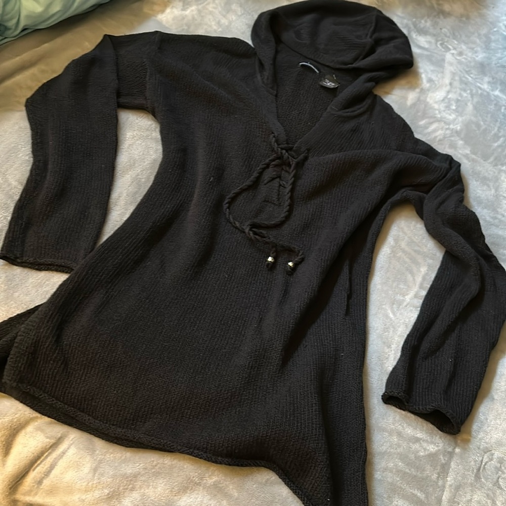 Black sweater tunic, size M (beach cover up)